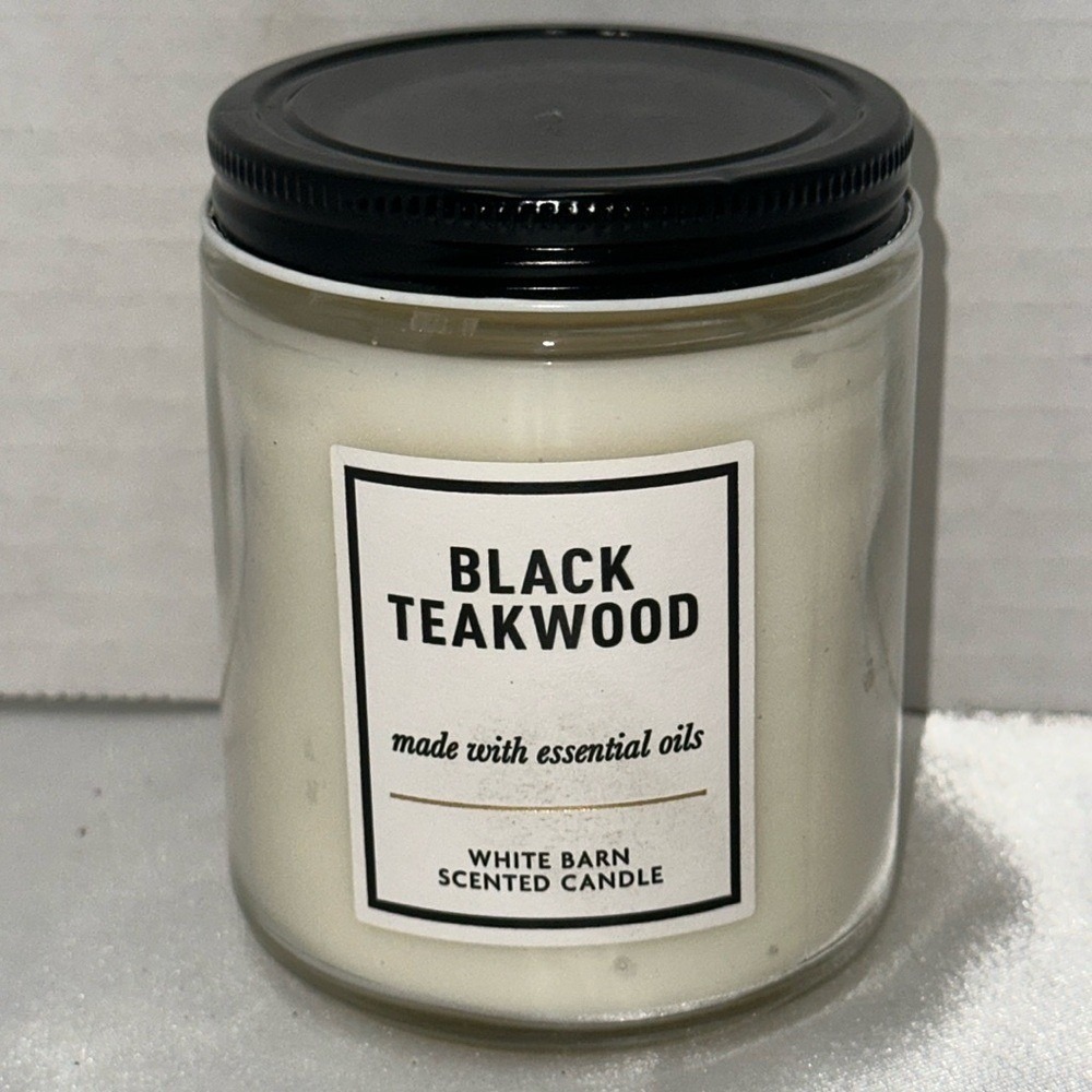 White Barn Bath & Body Works Black Teakwood Single Wick Scented Candle 7 oz New